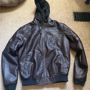 Murano Dark Brown Bomber Jacket with Hood